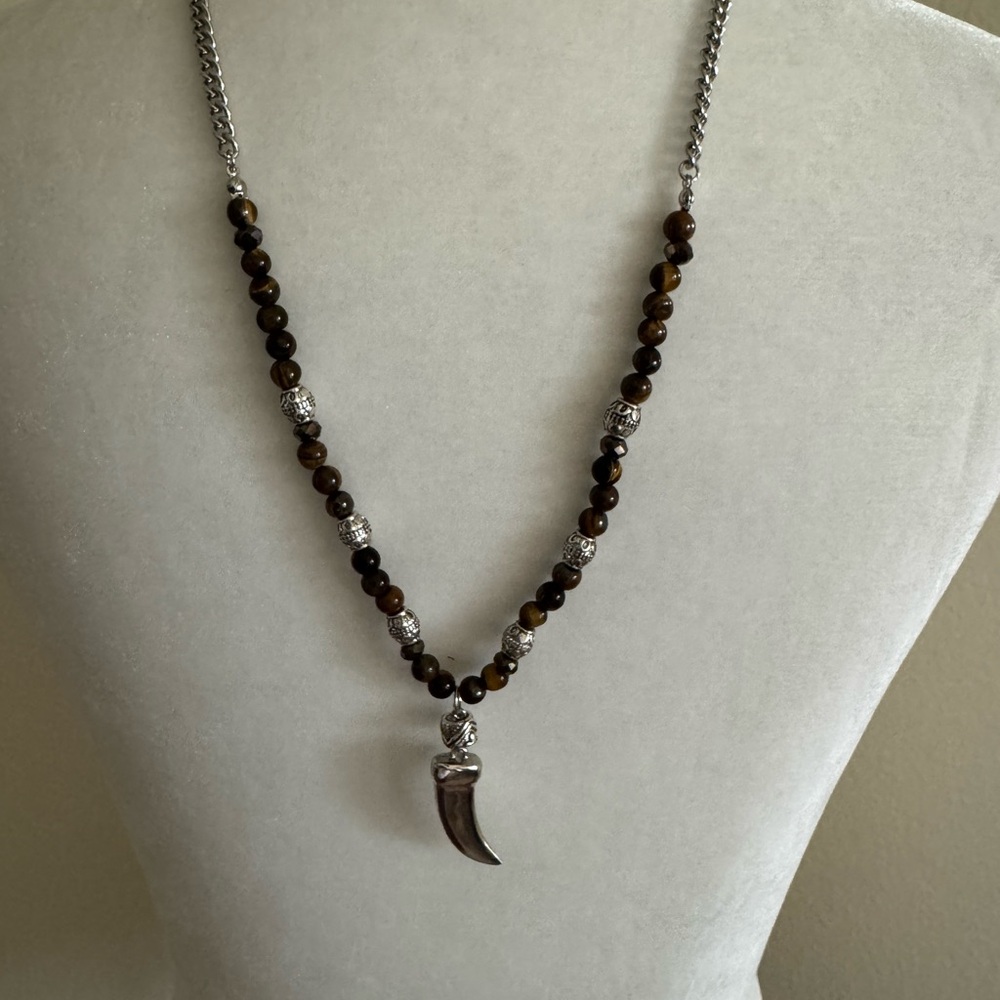 Silver Tone  with Horn Necklace